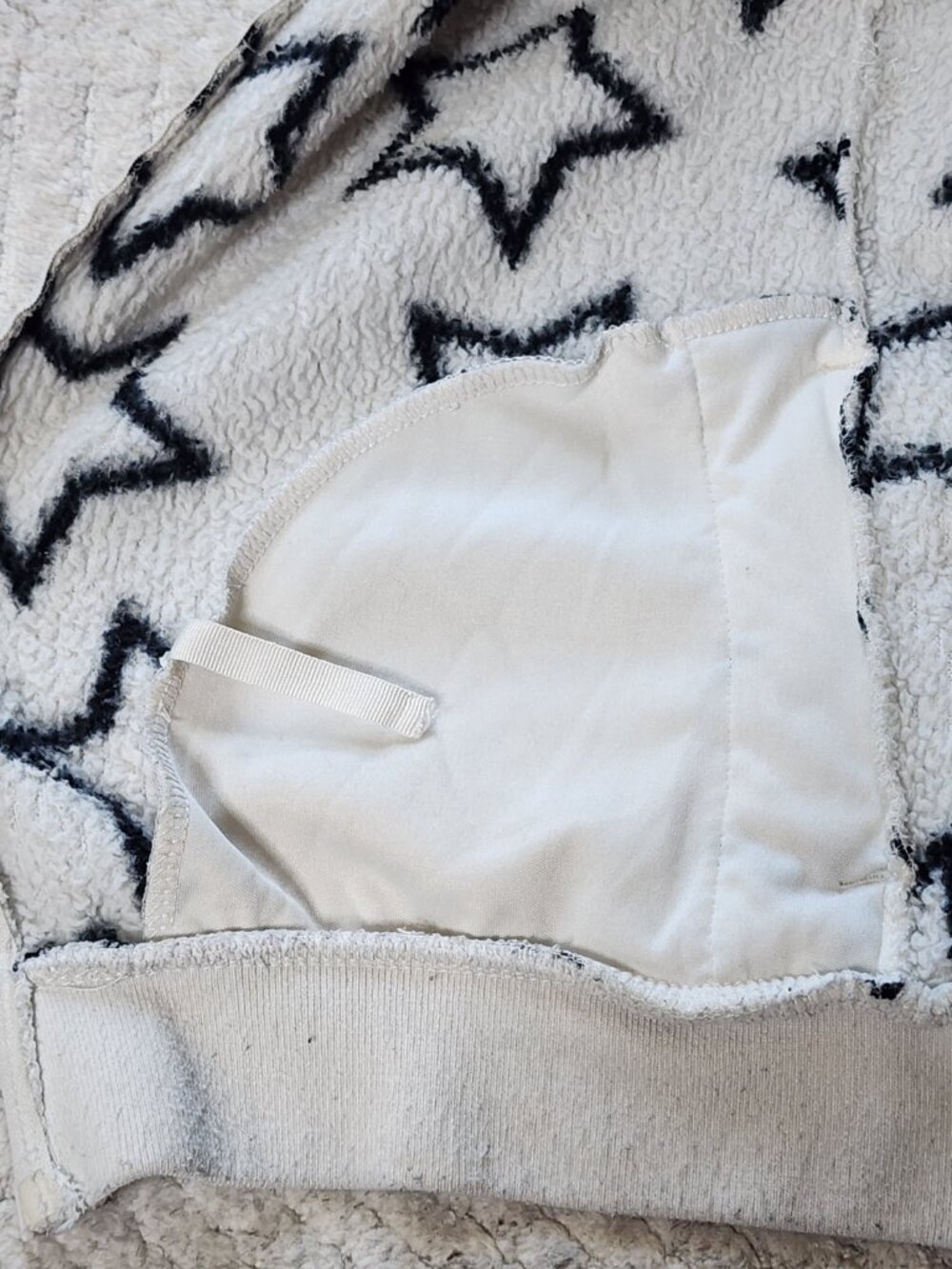 Cat & Jack girls cream fuzzy star zip hoodie cozy fleece jacket L 10–12 - Picture 8 of 10